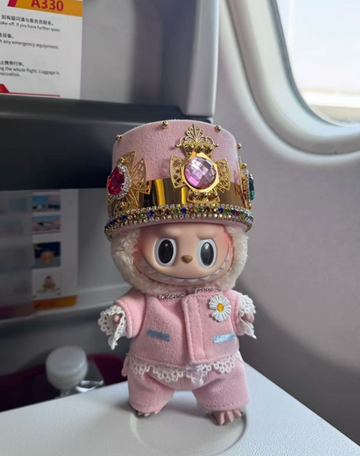 Labubu G-Dragon inspired Sunflower Crown & Pink Suit Set